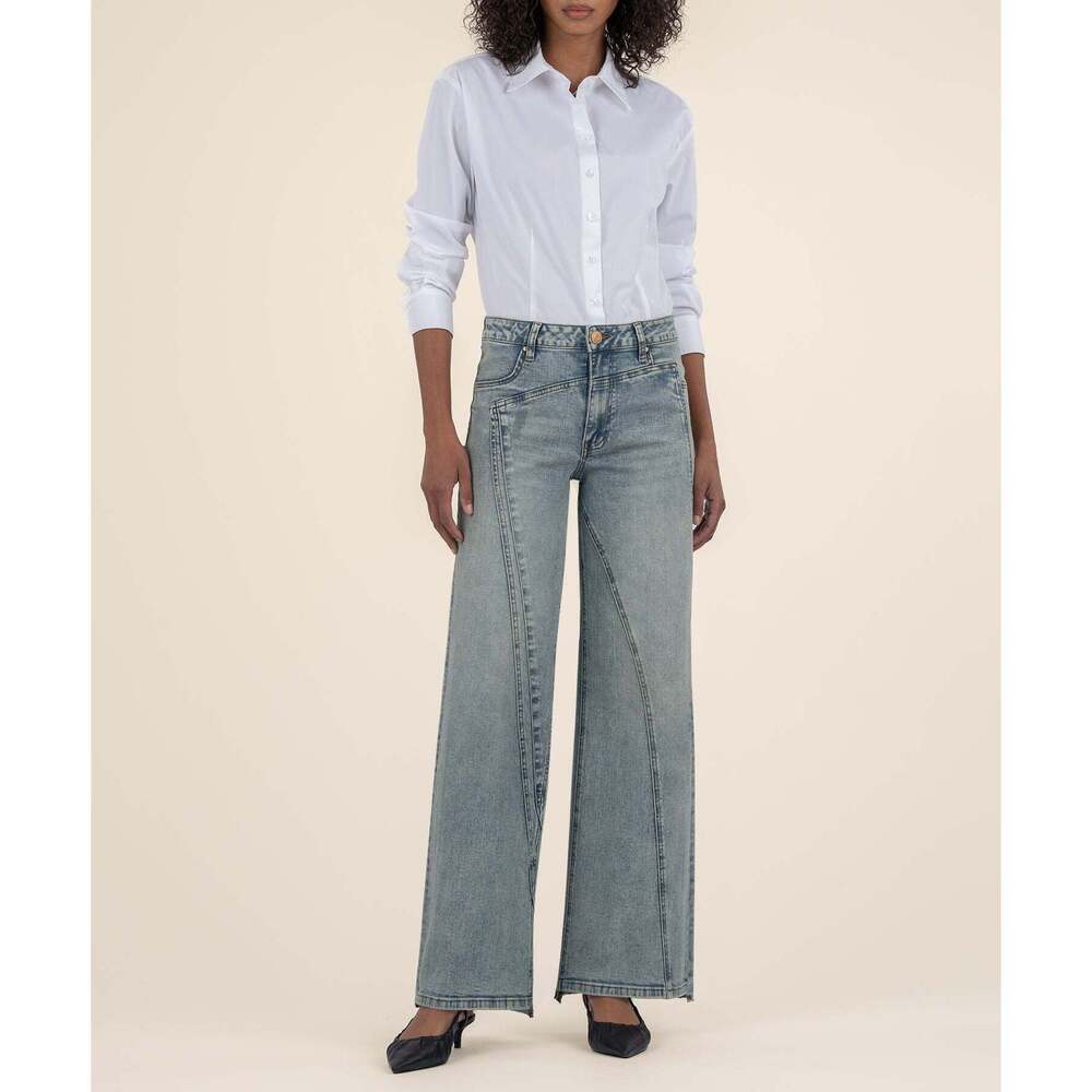 Kut from the Kloth Jean High Rise Wide Leg Size 1414 / Generosity W/Med Base Was